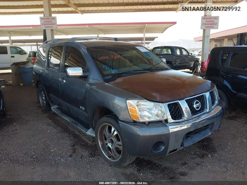 NISSAN ARMADA 2005, VIN 5N1AA08A05N729992