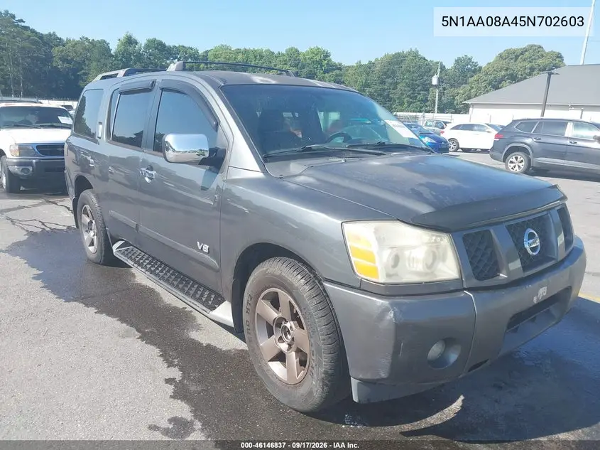 NISSAN ARMADA 2005, VIN 5N1AA08A45N702603