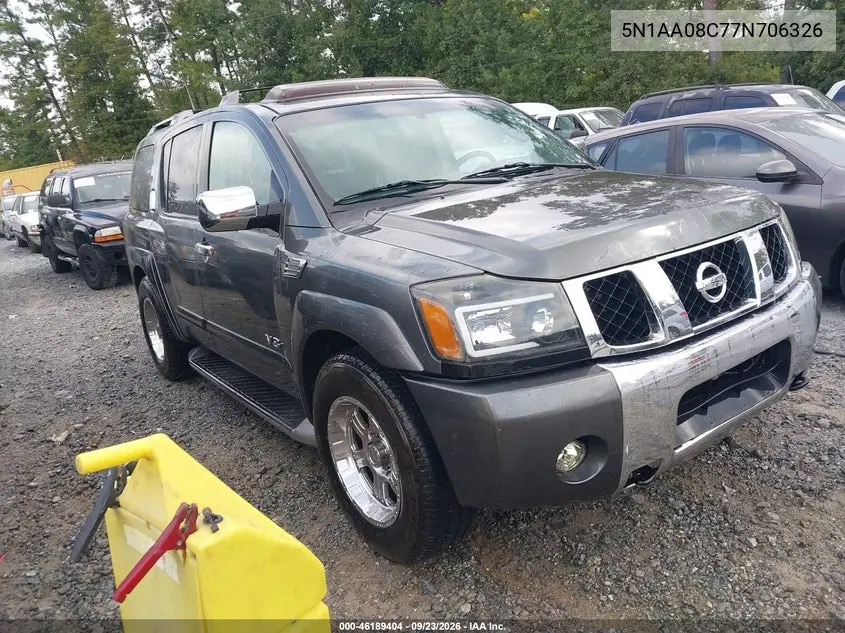 NISSAN ARMADA 2007, VIN 5N1AA08C77N706326