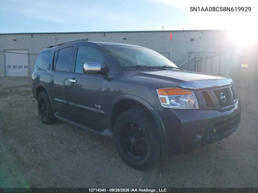 NISSAN ARMADA 2008, VIN 5N1AA08C58N619929