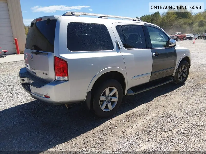 2011 NISSAN ARMADA VIN 5N1BA0ND4BN616593 — фото 4