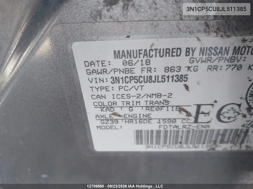 2018 NISSAN KICKS VIN 3N1CP5CU8JL511385 — фото 20
