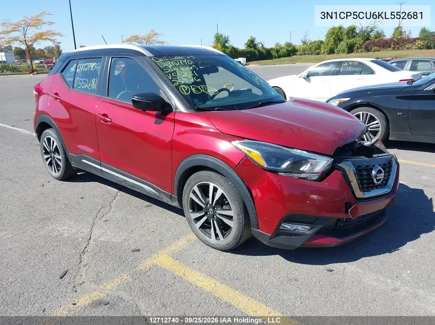 NISSAN KICKS 2019, VIN 3N1CP5CU6KL552681