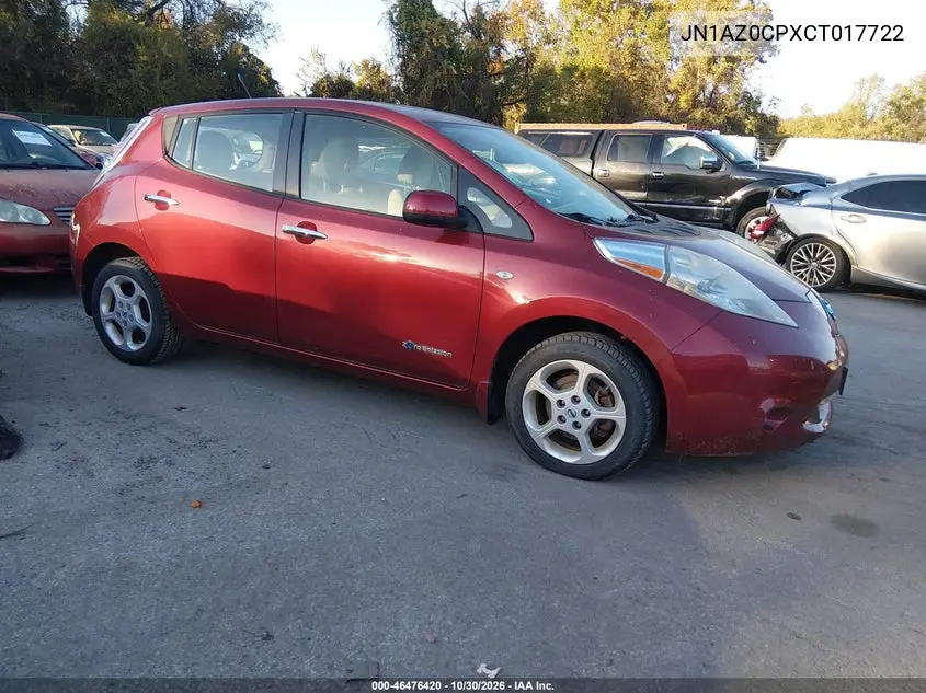 NISSAN LEAF 2012, VIN JN1AZ0CPXCT017722