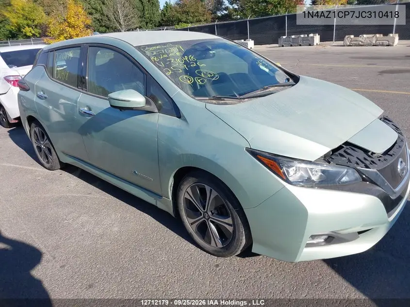NISSAN LEAF 2018, VIN 1N4AZ1CP7JC310418