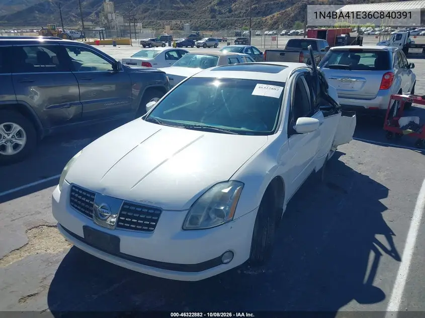 2006 NISSAN MAXIMA VIN 1N4BA41E36C840391 — фото 2
