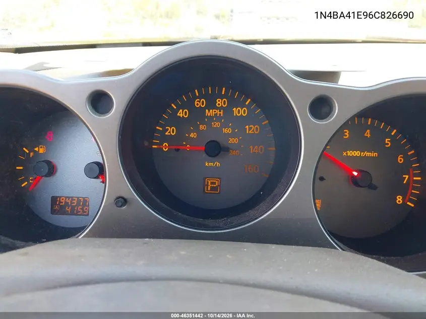 2006 NISSAN MAXIMA VIN 1N4BA41E96C826690 — фото 7