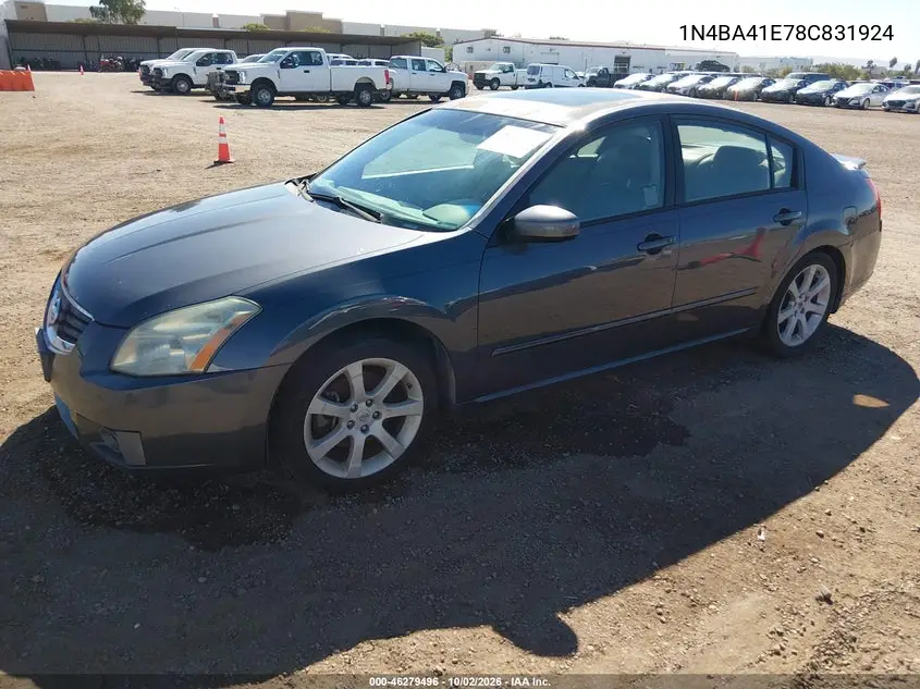 2008 NISSAN MAXIMA VIN 1N4BA41E78C831924 — фото 2