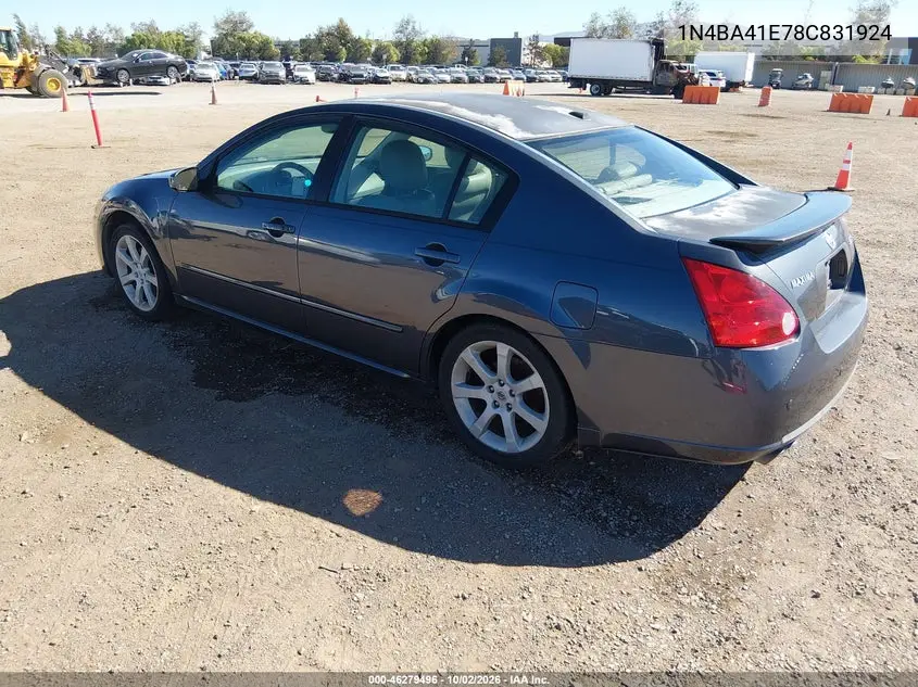 2008 NISSAN MAXIMA VIN 1N4BA41E78C831924 — фото 3