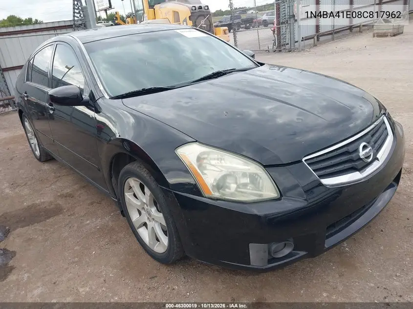NISSAN MAXIMA 2008, VIN 1N4BA41E08C817962
