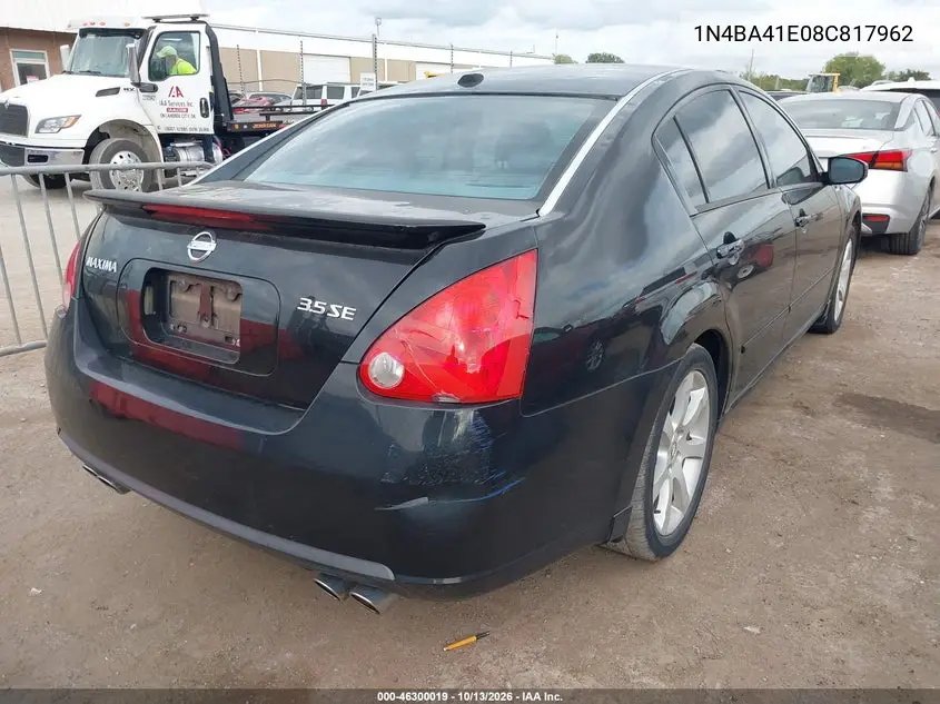2008 NISSAN MAXIMA VIN 1N4BA41E08C817962 — фото 4