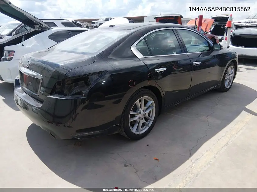 2011 NISSAN MAXIMA VIN 1N4AA5AP4BC815562 — фото 4
