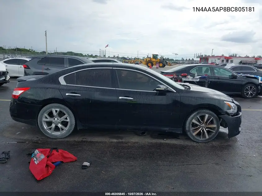 2011 NISSAN MAXIMA VIN 1N4AA5AP8BC805181 — фото 13