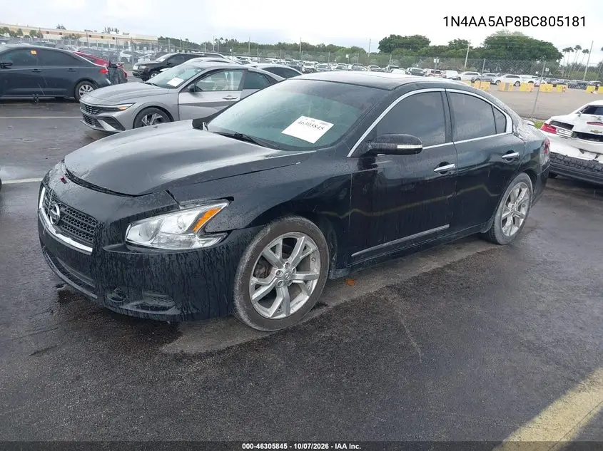 2011 NISSAN MAXIMA VIN 1N4AA5AP8BC805181 — фото 2