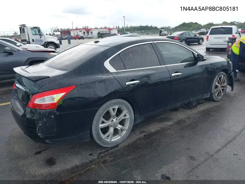 2011 NISSAN MAXIMA VIN 1N4AA5AP8BC805181 — фото 4