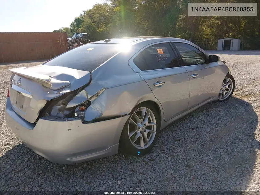 2011 NISSAN MAXIMA VIN 1N4AA5AP4BC860355 — фото 4