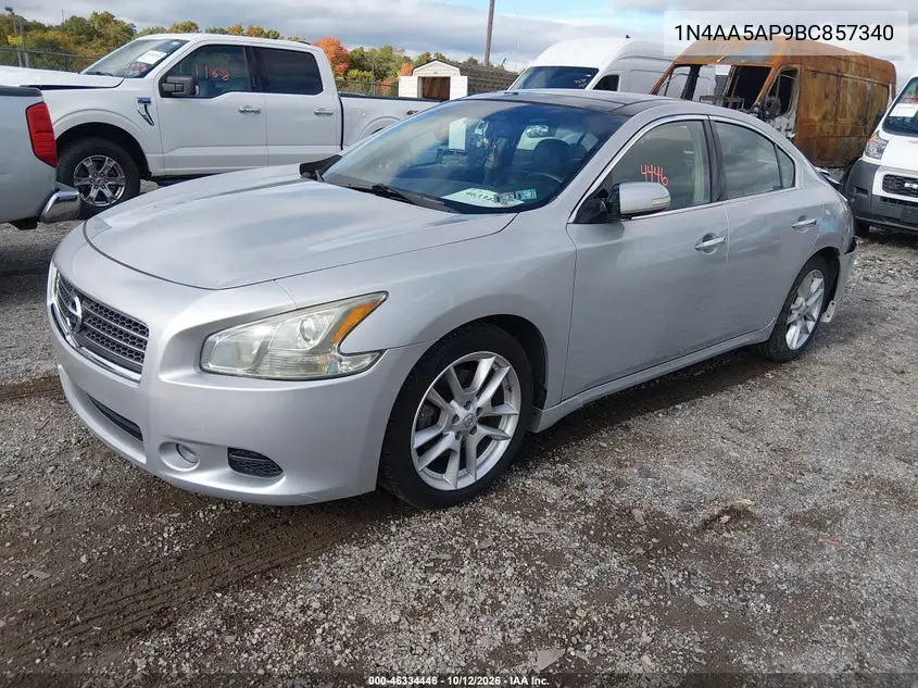 2011 NISSAN MAXIMA VIN 1N4AA5AP9BC857340 — фото 2