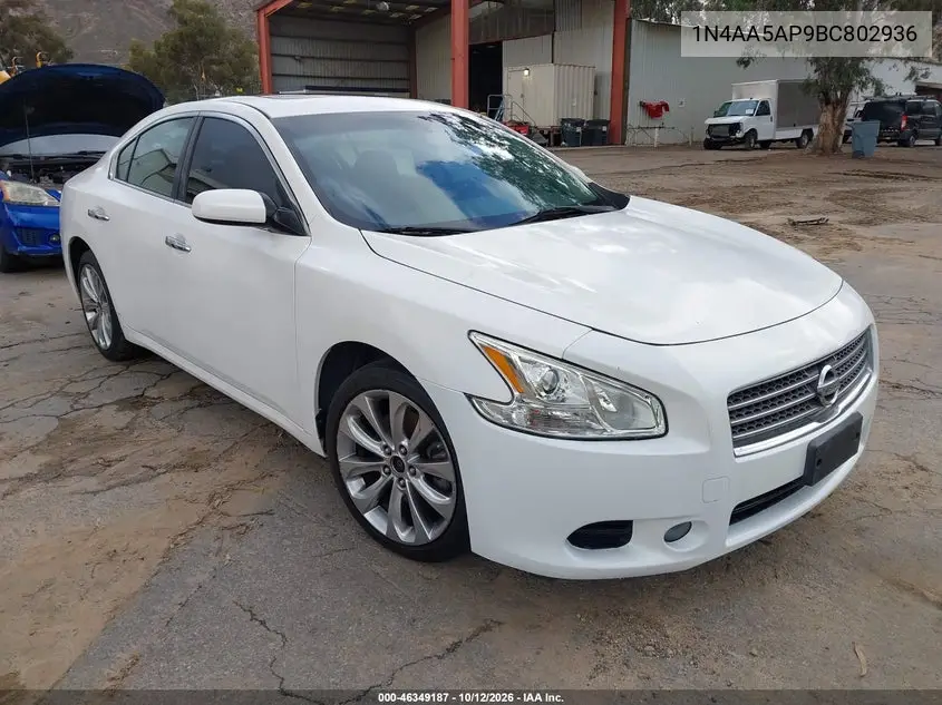 NISSAN MAXIMA 2011, VIN 1N4AA5AP9BC802936