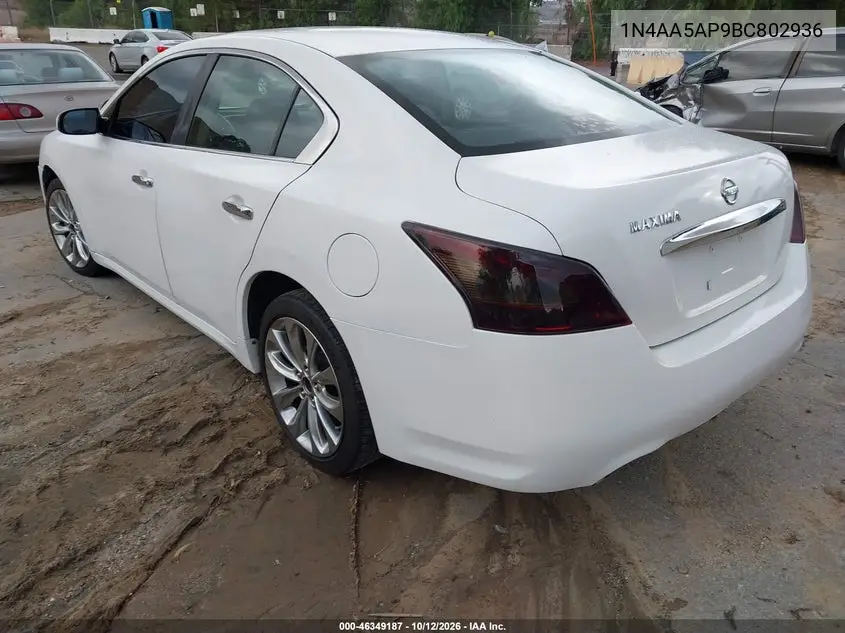 2011 NISSAN MAXIMA VIN 1N4AA5AP9BC802936 — фото 3
