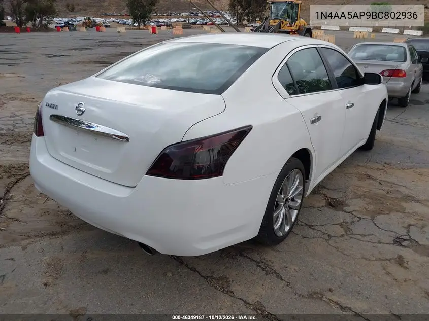 2011 NISSAN MAXIMA VIN 1N4AA5AP9BC802936 — фото 4