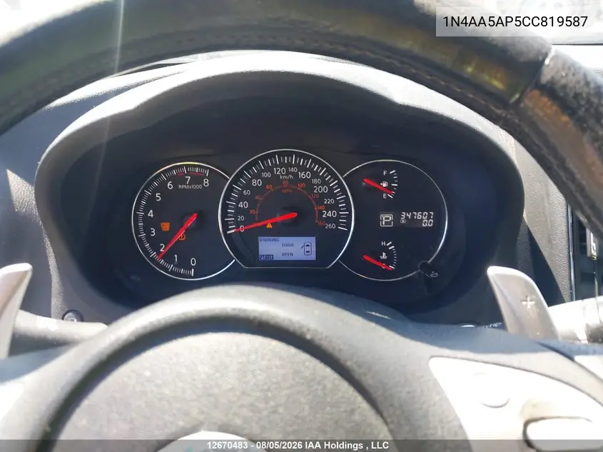 2012 NISSAN MAXIMA VIN 1N4AA5AP5CC819587 — фото 7