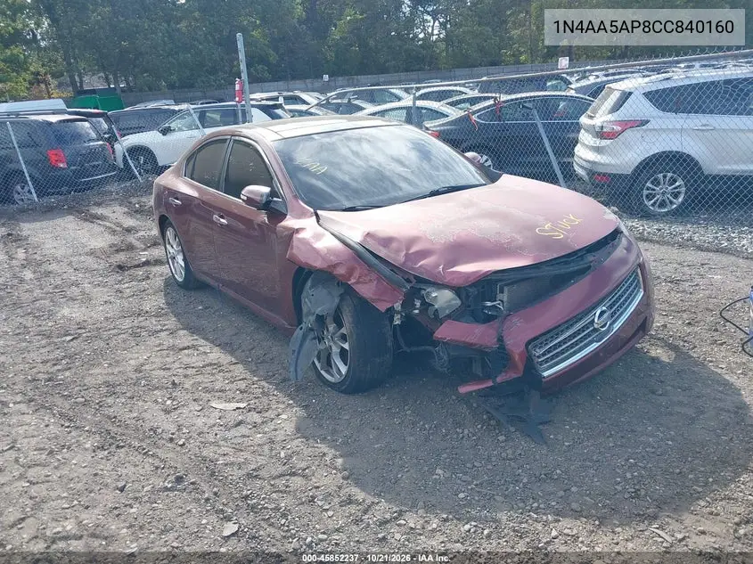 NISSAN MAXIMA 2012, VIN 1N4AA5AP8CC840160