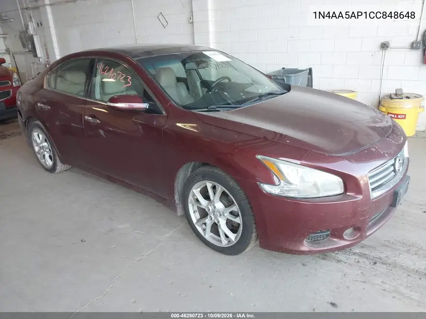 NISSAN MAXIMA 2012, VIN 1N4AA5AP1CC848648
