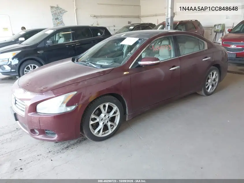 2012 NISSAN MAXIMA VIN 1N4AA5AP1CC848648 — фото 2