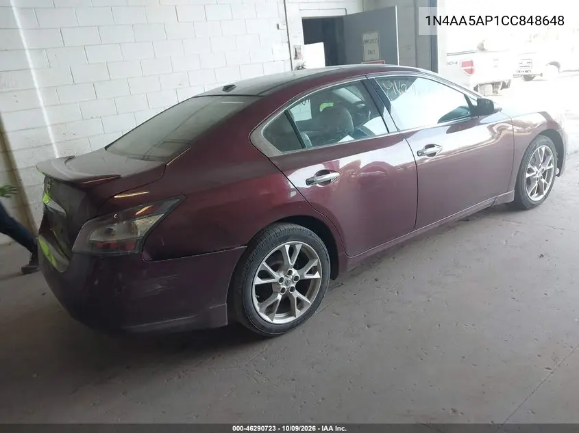 2012 NISSAN MAXIMA VIN 1N4AA5AP1CC848648 — фото 4