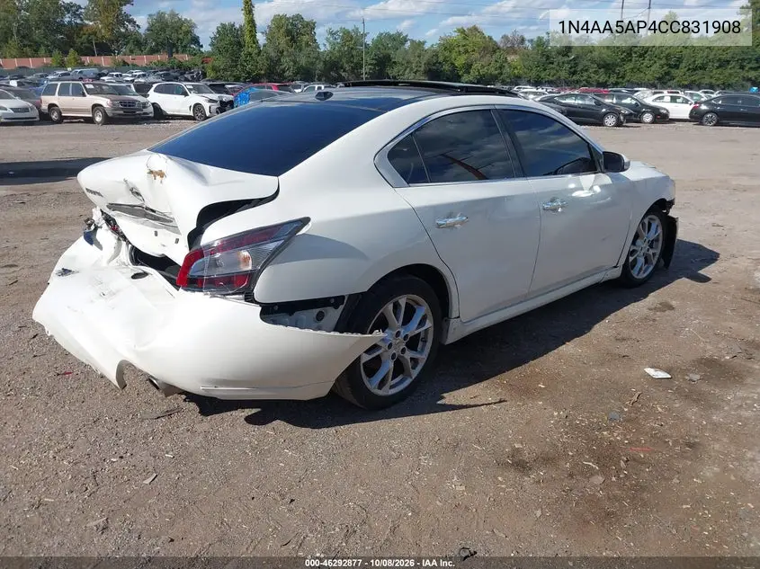 2012 NISSAN MAXIMA VIN 1N4AA5AP4CC831908 — фото 4