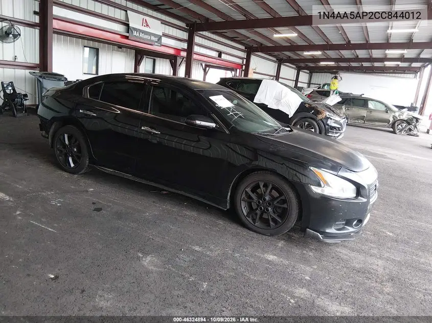 NISSAN MAXIMA 2012, VIN 1N4AA5AP2CC844012