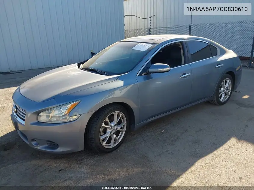 2012 NISSAN MAXIMA VIN 1N4AA5AP7CC830610 — фото 2