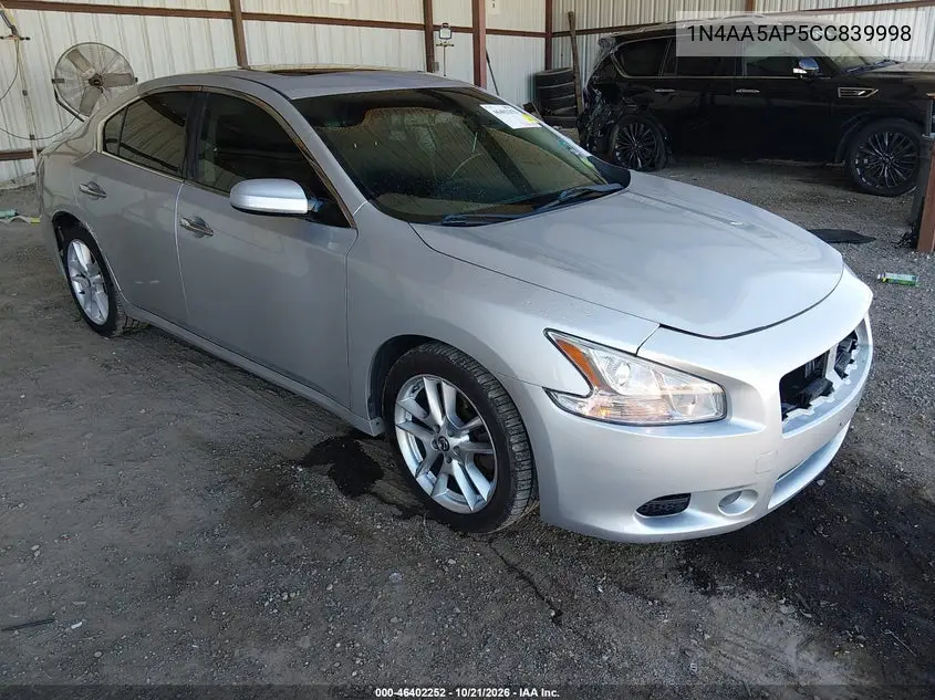 NISSAN MAXIMA 2012, VIN 1N4AA5AP5CC839998