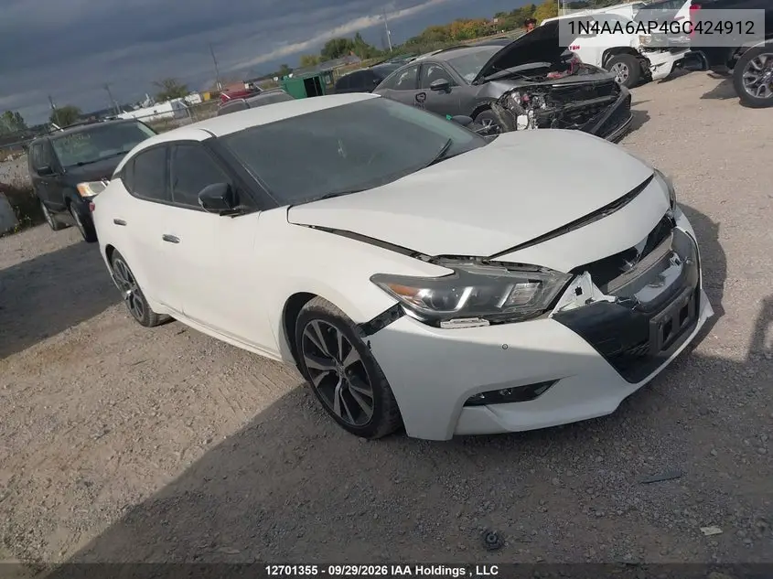 NISSAN MAXIMA 2016, VIN 1N4AA6AP4GC424912