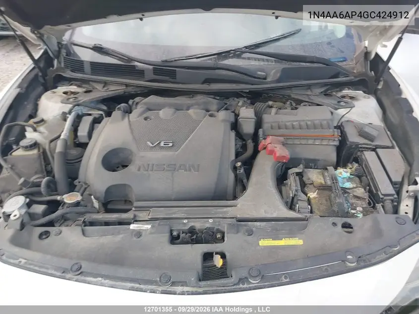 2016 NISSAN MAXIMA VIN 1N4AA6AP4GC424912 — фото 10