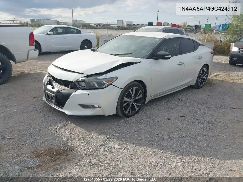 2016 NISSAN MAXIMA VIN 1N4AA6AP4GC424912 — фото 2