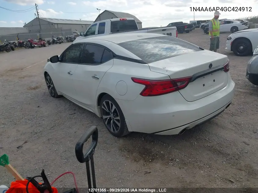 2016 NISSAN MAXIMA VIN 1N4AA6AP4GC424912 — фото 3