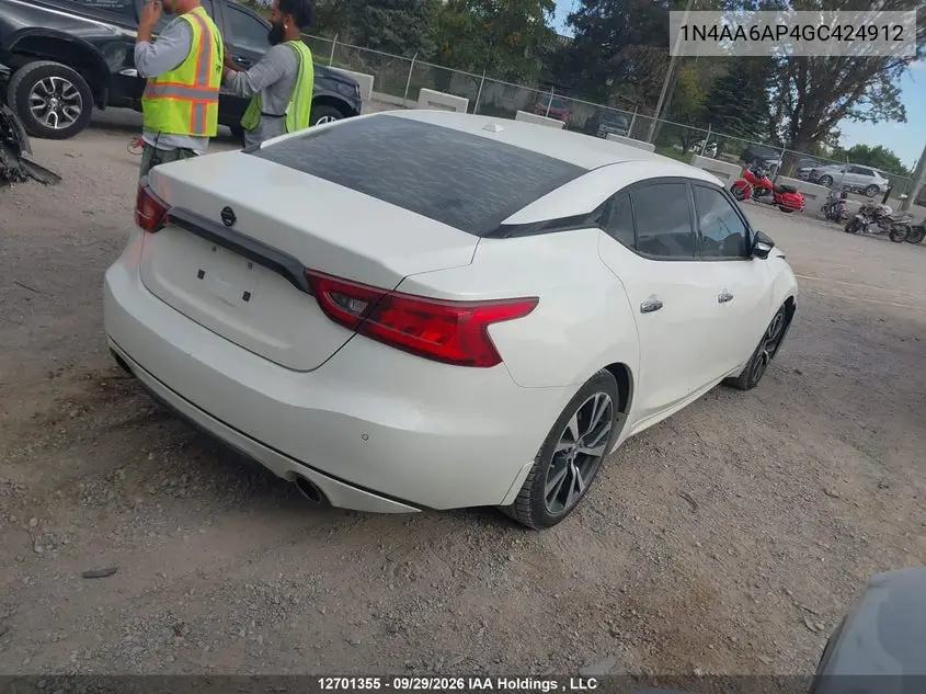 2016 NISSAN MAXIMA VIN 1N4AA6AP4GC424912 — фото 4