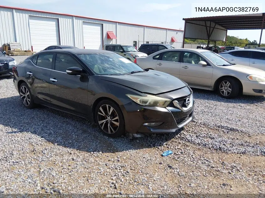 NISSAN MAXIMA 2016, VIN 1N4AA6AP0GC382769
