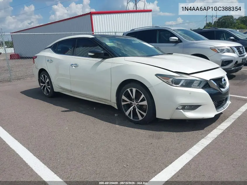 NISSAN MAXIMA 2016, VIN 1N4AA6AP1GC388354