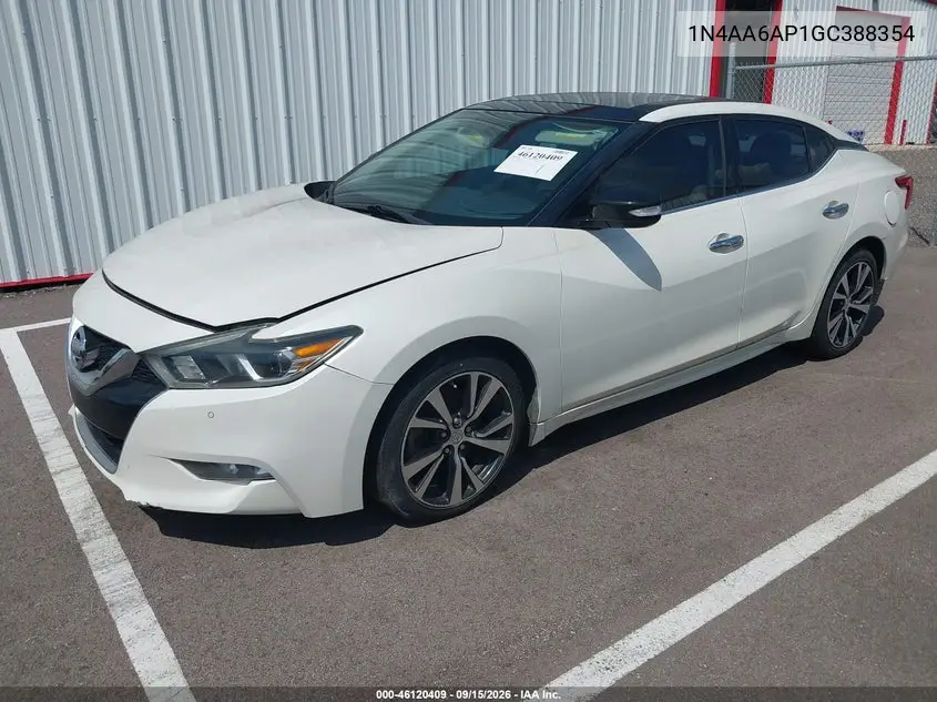 2016 NISSAN MAXIMA VIN 1N4AA6AP1GC388354 — фото 2