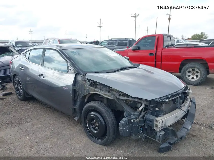 NISSAN MAXIMA 2016, VIN 1N4AA6AP1GC375457