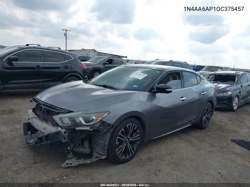 2016 NISSAN MAXIMA VIN 1N4AA6AP1GC375457 — фото 2