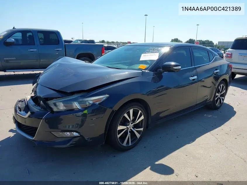 2016 NISSAN MAXIMA VIN 1N4AA6AP0GC421389 — фото 2