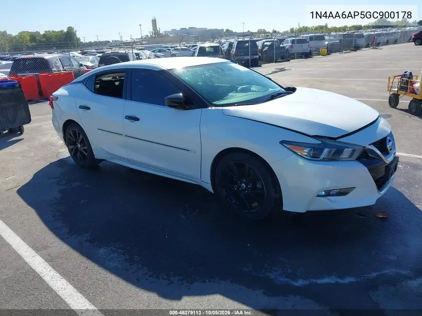 NISSAN MAXIMA 2016, VIN 1N4AA6AP5GC900178