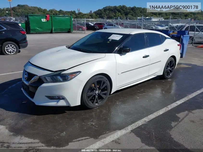 2016 NISSAN MAXIMA VIN 1N4AA6AP5GC900178 — фото 2