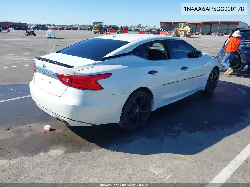 2016 NISSAN MAXIMA VIN 1N4AA6AP5GC900178 — фото 4