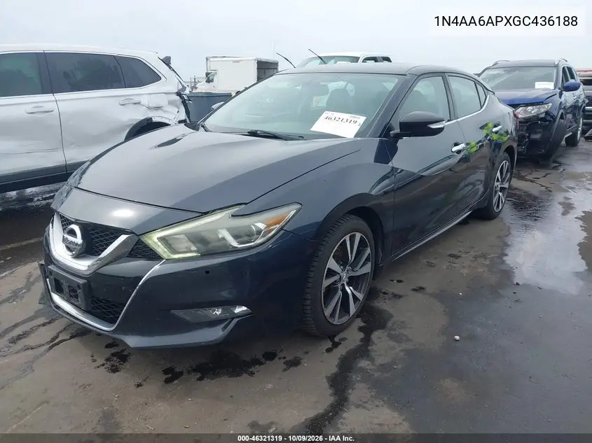 2016 NISSAN MAXIMA VIN 1N4AA6APXGC436188 — фото 2