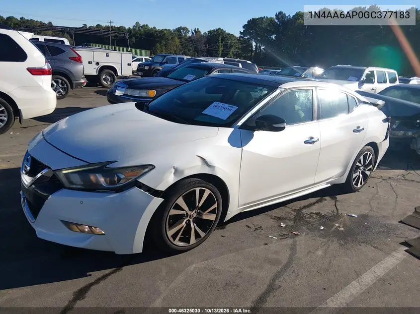 2016 NISSAN MAXIMA VIN 1N4AA6AP0GC377183 — фото 2