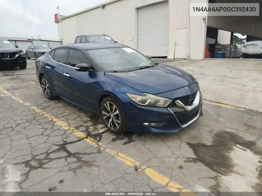 NISSAN MAXIMA 2016, VIN 1N4AA6AP0GC392430